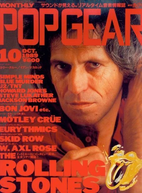 Keith Richards, Pop Gear Magazine October 1989 Cover Photo - Japan