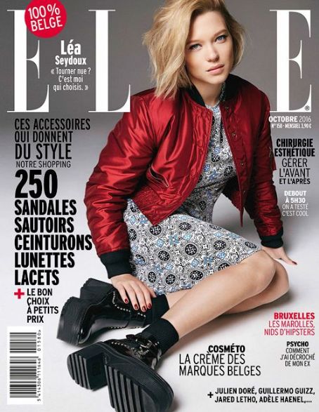 Léa Seydoux, Elle Belgique Magazine October 2016 Cover Photo - Belgium