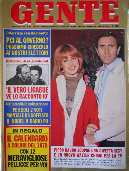 Pippo Baudo, Jinny Steffan, Gente Magazine 24 December 1977 Cover Photo ...