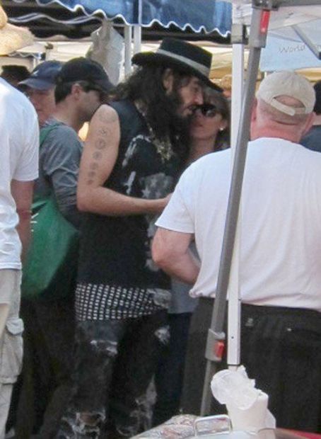 Russell Brand out at Pacific Palisades Market with Isabella Brewster (July 15)