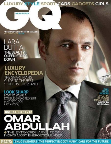 Omar Abdullah, GQ Magazine December 2009 Cover Photo - India