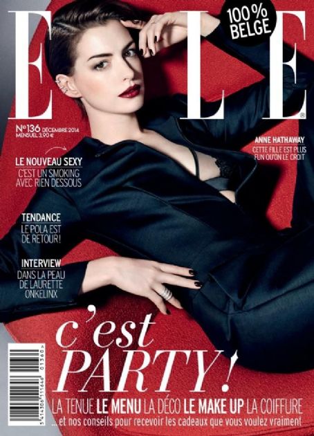 Anne Hathaway, Elle Belgique Magazine December 2014 Cover Photo - Belgium