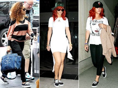 Rihanna may be known for her avant-garde fashions, but for her everyday strolls she sticks to the basics, Vans "Canvas Authentic" sneakers her cool and casual outfits - FamousFix
