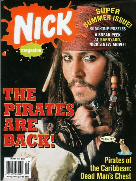 Johnny Depp, Nickelodeon Magazine Magazine August 2006 Cover Photo ...