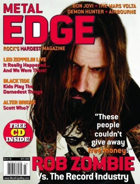 Rob Zombie, Metal Edge Magazine March 2008 Cover Photo - United States