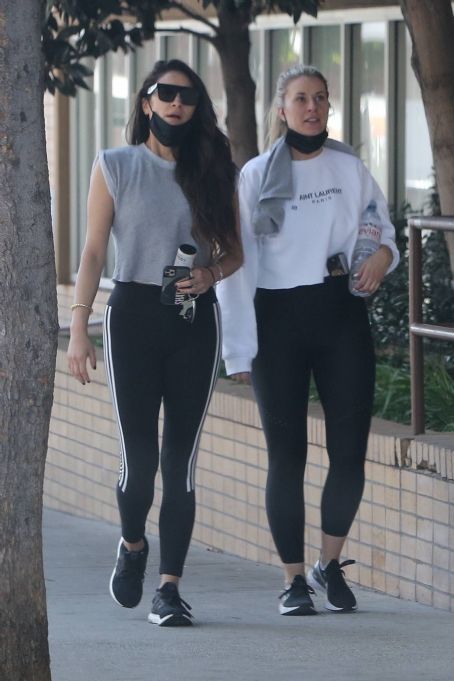 Shay Mitchell – Looks sporty in Adidas while walking with a friend in Hollywood
