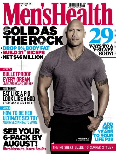 Dwayne Johnson, Men's Health Magazine August 2014 Cover Photo - United ...