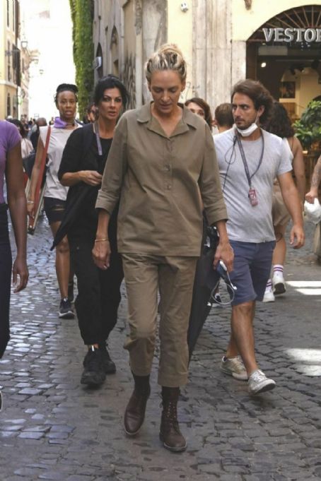 Uma Thurman on the Set of The Old Guard 2 in Rome