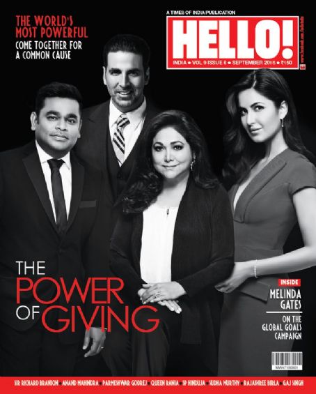 A.R. Rahman, Akshay Kumar, Katrina Kaif - Hello! Magazine Cover [India] (September 2015)