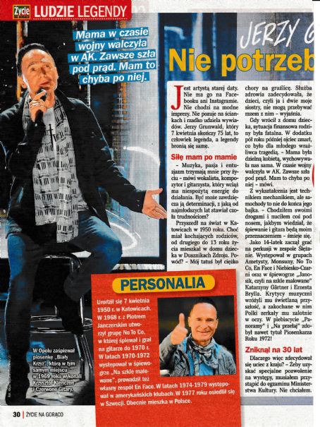 Jerzy Grunwald - Zycie na goraco Magazine Pictorial [Poland] (3 April 2025)
