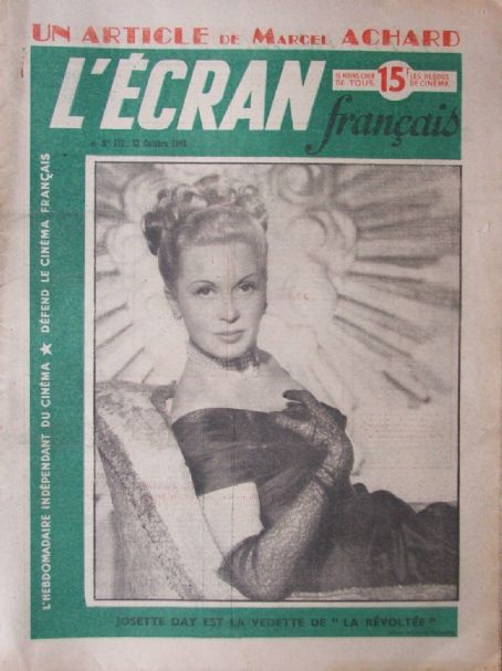 Josette Day, L'Ecran Francais Magazine 12 October 1948 Cover Photo - France