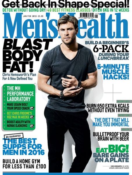 John Krasinski, Chris Hemsworth, Men's Health Magazine January 2016 ...