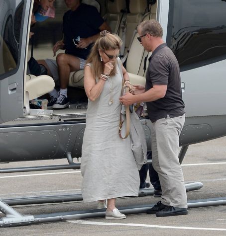 Maria Shriver – Arrives to New York City aboard a private helicopter