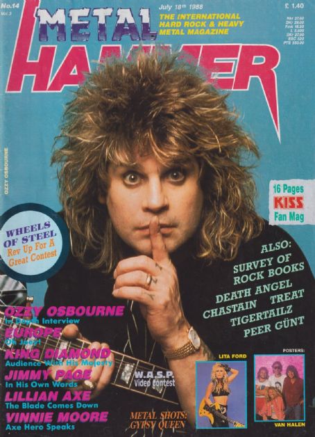 Ozzy Osbourne, Metal&Hammer Magazine 18 July 1988 Cover Photo - United ...