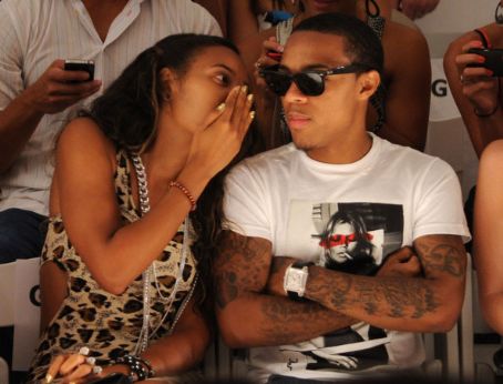 Angela Simmons and Bow Wow attend the Trina Turk 2011 fashion show during Mercedes-Benz Fashion Week Swim at the Raleigh on July 15, 2010 in Miami Beach, Florida.