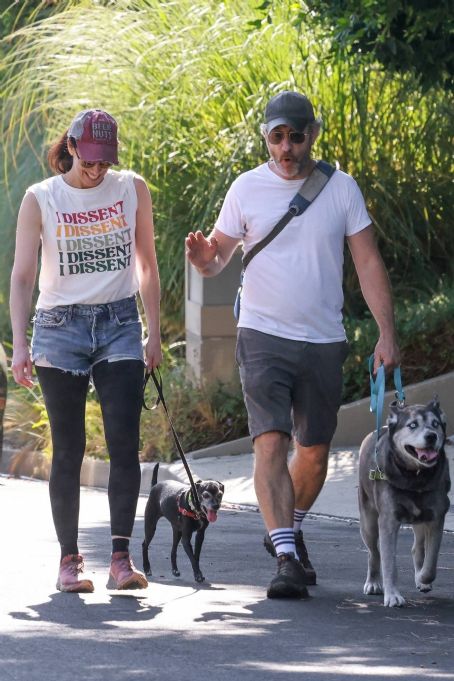 Sarah Silverman – With boyfriend Rory Albanese on a walk with their dogs in Los Feliz