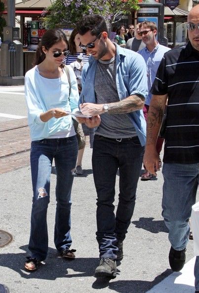 Maroon 5 frontman Adam Levine seen at the Grove shopping centre in Hollywood to appear on Entertainment Tonight 'Extra' show