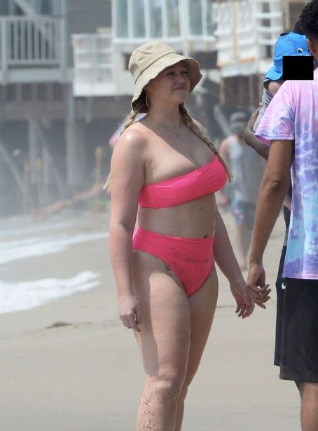 Iskra Lawrence in a pink bikini in Malibu
