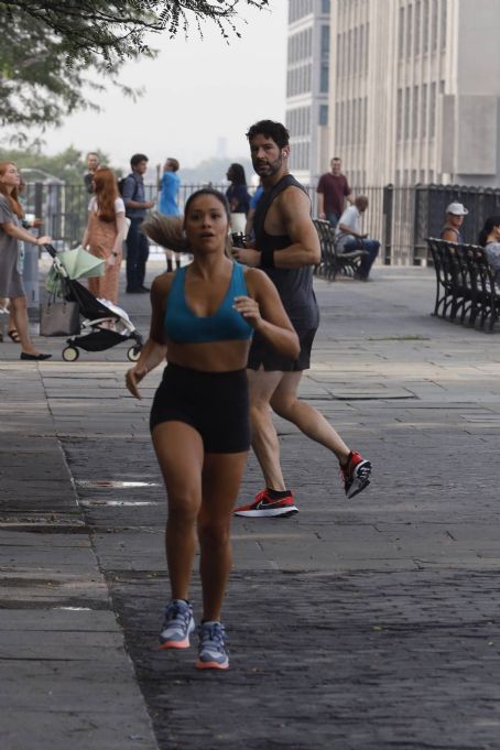 Gina Rodriguez – With Tom Ellis on the set of ‘Players’ in New York