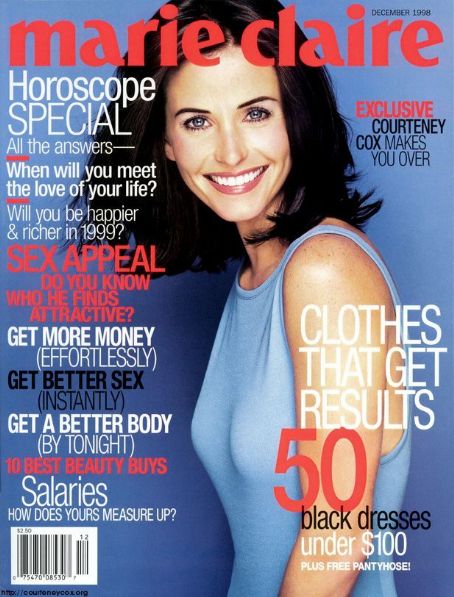 Courteney Cox, Marie Claire Magazine December 1998 Cover Photo - United ...