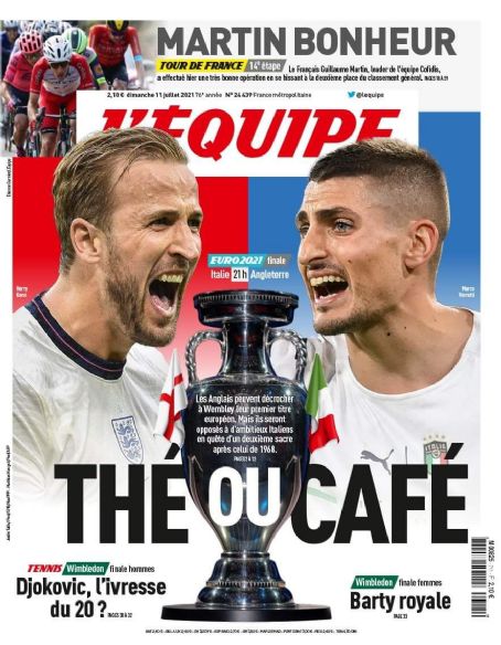 Marco Verratti, Harry Kane, L'equipe Magazine 11 July 2021 Cover Photo ...