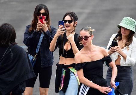 Lily James – Catches a Helicopter flight with Gemma Chan and Dominic Cooper in London