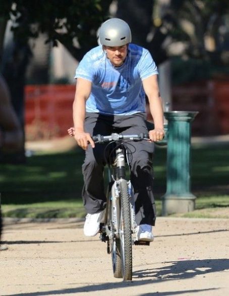 Josh Duhamel and Axl are seen bicycling in Santa Monica. January 5,2014