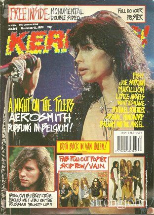 Steven Tyler, Kerrang Magazine 11 November 1989 Cover Photo - United ...