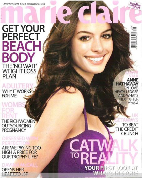 Anne Hathaway, Marie Claire Magazine August 2008 Cover Photo - United ...