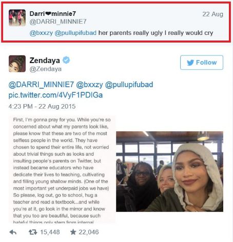 Zendaya Shuts Down Cyber Bullies Who Called Her Parents Ugly