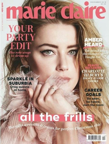 Amber Heard, Marie Claire Magazine December 2018 Cover Photo - United ...