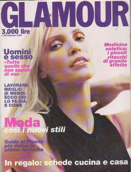 Nadja Auermann, Glamour Magazine February 2000 Cover Photo - Italy