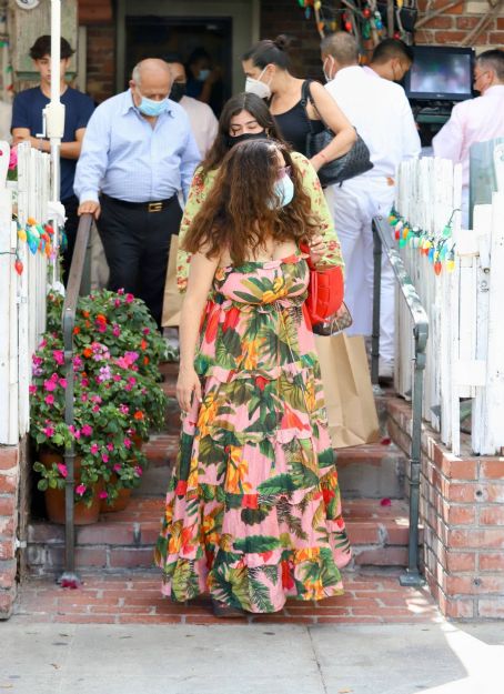 Salma Hayek – Wearing a maxi floral summer dress while leaving the Ivy in Beverly Hills