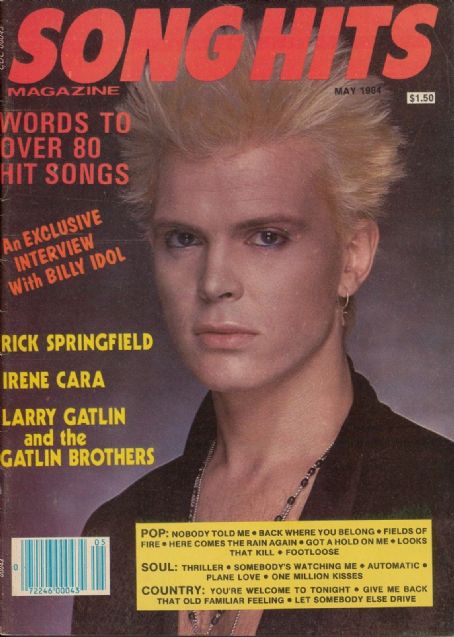 Billy Idol, Song Hits Magazine May 1984 Cover Photo - United States