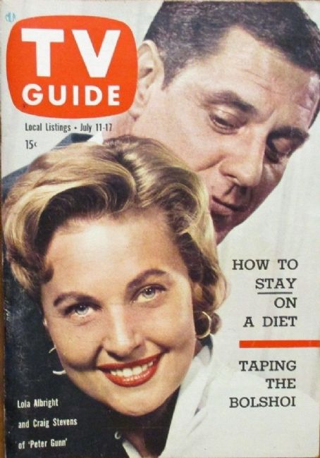 Craig Stevens, Lola Albright, Peter Gunn, TV Guide Magazine 11 July ...