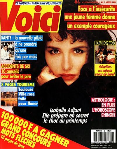 Isabelle Adjani, Voici Magazine 11 January 1988 Cover Photo - France