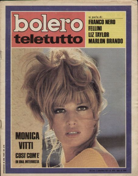 Monica Vitti, Bolero Teletutto Magazine 05 December 1971 Cover Photo ...