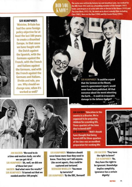 Yes Minister - Yours Retro Magazine Pictorial [United Kingdom] (November 2024)