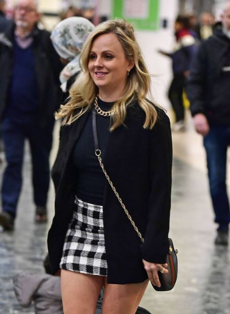 Tina O’Brien – In mini skirt arriving at Euston Train Station in London