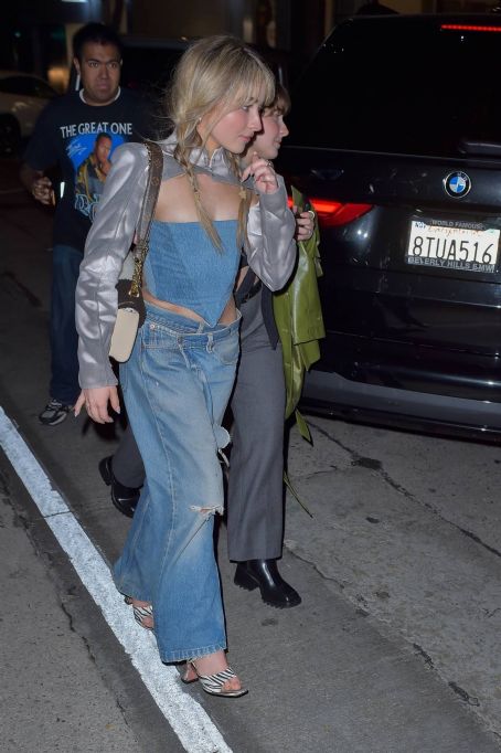 Sabrina Carpenter – In a double denim ensemble at Craig’s in West Hollywood