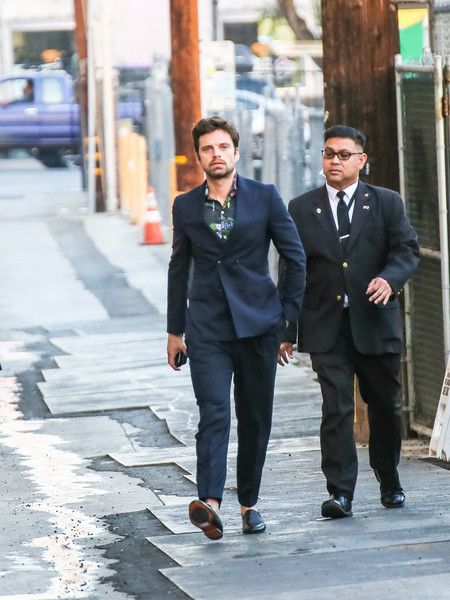 Sebastian Stan is seen arriving at 'Jimmy Kimmel Live' in Los Angeles, California on Nov. 8 2018